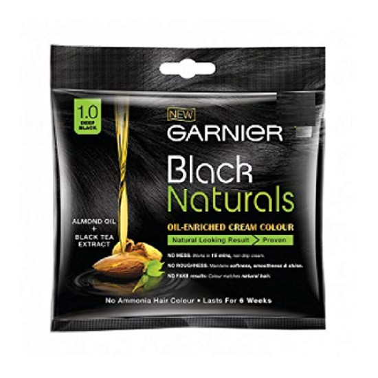 Garnier Black Naturals Ammonia Free Hair Colour, Deep Black (1) (20 ml + 20 g)