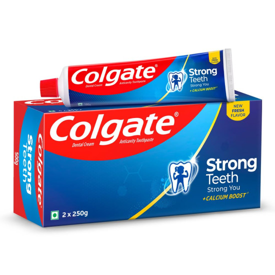 Colgate Strong Teeth Dental Cream Toothpaste 500 g Saver Pack (250g x 2)