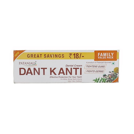 Patanjali DANT KANTI Natural Tooth Paste - Family Pack 200g + 100g