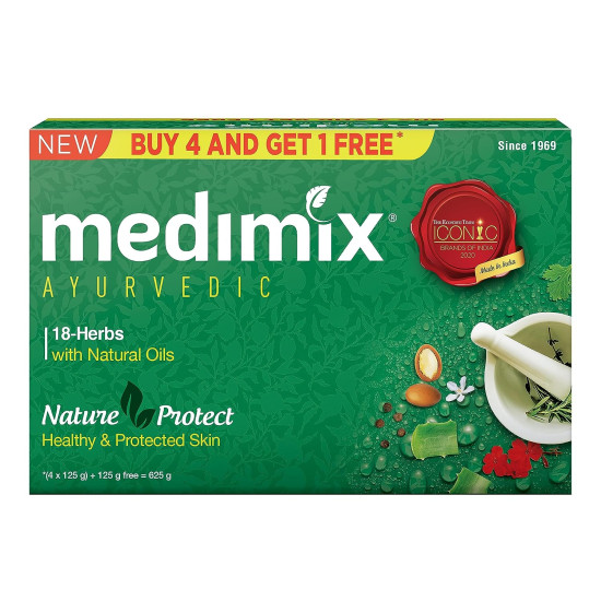 Medimix Ayurvedic 18-Herbs Classic Soap 125 g (Pack of 5) - Regular