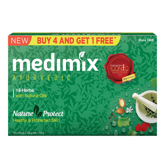 Medimix Ayurvedic 18-Herbs Classic Soap 150 g (Pack of 5) - Regular