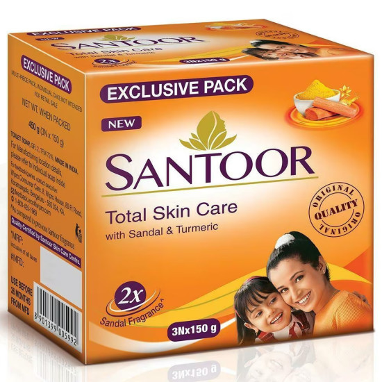 Santoor Sandal & Turmeric Soap 150 g (Pack of 4)