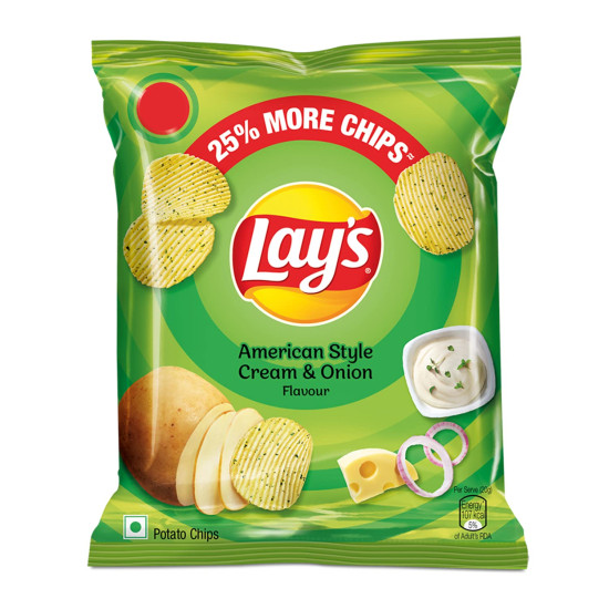 Lay's American Style Cream & Onion Potato Chips 28 g (Pack of 3)