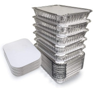 Aluminium Silver Foil Storage Disposable Containers with Lid 250 ml (100 pcs)