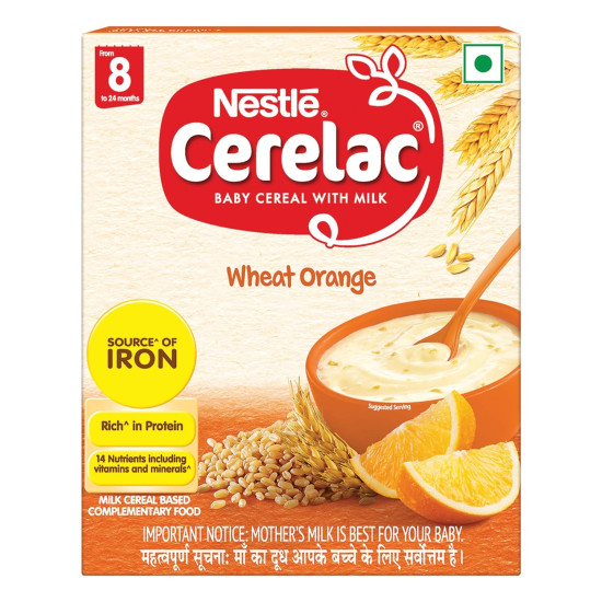 Nestle Cerelac Stage 2 Wheat Orange Baby Cereal With Milk 300 g 