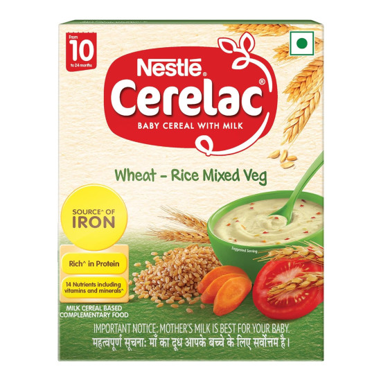 Nestle Cerelac Stage 3 Wheat Rice Mixed Veg Baby Cereal With Milk 300 g 